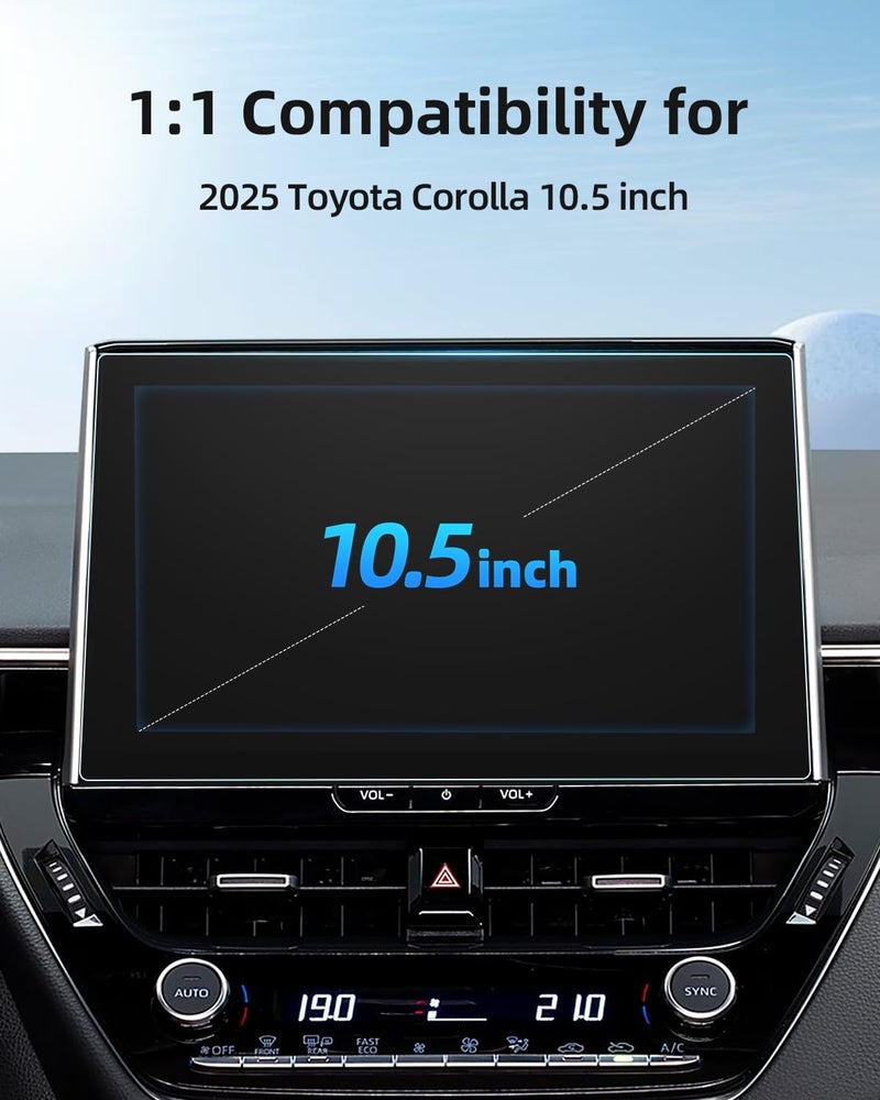 LANGBEAN Anti-Glare Matte 10.5-Inch Screen Protector for 2025 Toyota Corolla (FX/XSE/Hybrid XLE/Hybrid SE) Infotainment Touchscreen, 9H Tempered Glass/Anti-Fingerprint 2025 Corolla Accessories - Image 2